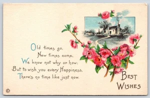 Best Wishes Floral Design Vintage Postcard - Picture 1 of 3