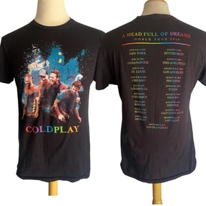 COLDPLAY (2016) Official "A Head Full Of Dream" USA Tour Dates T-Shirt Sz Medium - Picture 1 of 6