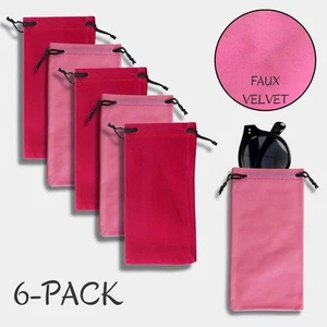 6-Pack Drawstring Sunglasses Microfiber Faux Velvet Cloth Soft Case Pouch Bag - Picture 1 of 6