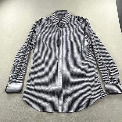 Camisa Brunello Cucinelli Para Hombres 2XL Azul Rayas Calce Ajustado Con Botones Hecha en Italia Foto 1 de 4