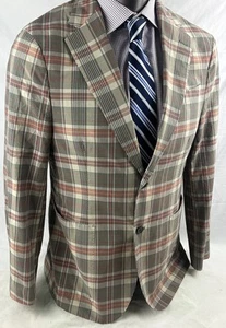 BANANA REPUBLIC Mens Sport Coat 40R Emmetex Shabby Chic Plaid Tailored Slim Fit - Picture 1 of 24