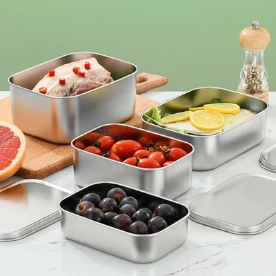  Contenitori Di Stoccaggio in Acciaio Inossidabile Sacco Per Pranzo - Immagine 1 di 4