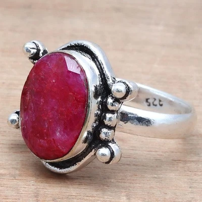 Ruby Sapphire Gemstone Handmade Silver Jewelry  "8.5" - Image 1 of 4
