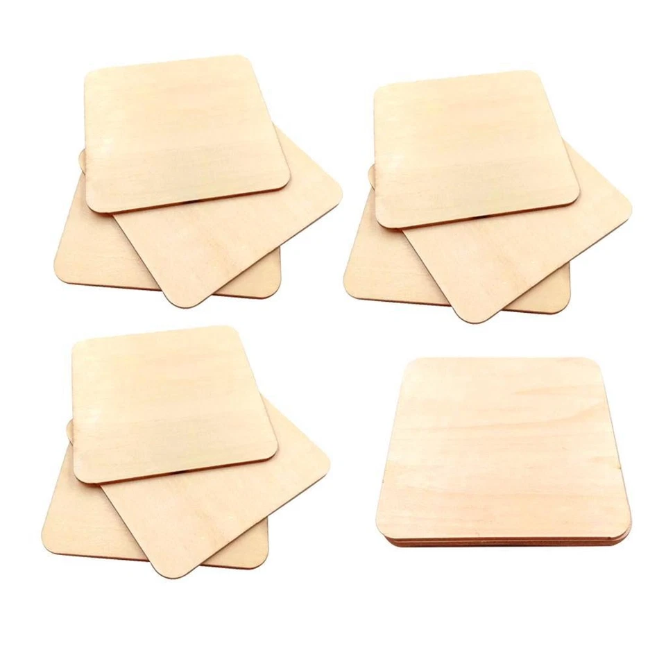 10pcs Square Blank Embellishment Wood Cutouts for Painted, Stamped, - image 1 of 1