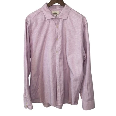 Ted Baker Hombre Púrpura/Rosa Manga Larga Botones Resistencia Camisa Talla 17.5 Foto 1 de 4