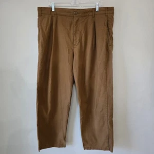 Madewell Mens Pants W38 L30 Brown Pleated Chino Cotton Linen Blend Casual - Picture 1 of 9