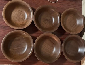 6 Quality Heirloom Wooden Ware Walnut Bowls 6” - Picture 1 of 9