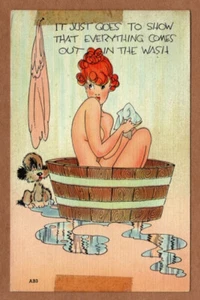 Postal de 1943 cómic It Just Goes to Show that Everything Comes Out in the Wash - Imagen 1 de 2