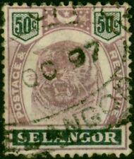 Selangor 1896 50c Dull Purple & Greenish Black SG59 Good Used