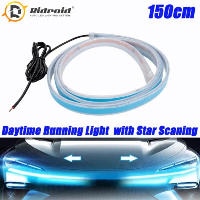 Tira de luz diurna LED para capó de coche azul hielo 150 cm cubierta de motor escaneo de estrellas Foto 1 de 4