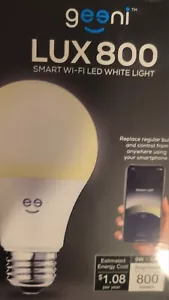 Geeni LUX 800 Smart Wi-Fi LED Dimmable White Light Bulb (2700K) BRAND NEW - Picture 1 of 5