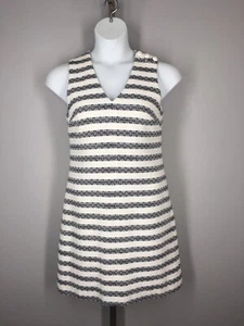 J Crew gestreiftes Tweed ärmelloses Kleid Größe 6 Knopfdetail maritim - Bild 1 von 8