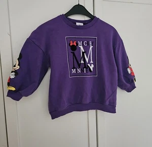 Next Pullover Mickey/Minnie, Gr.116, Ballonärmel, Lila Mehrfarbig, Top gepflegt - Bild 1 von 6