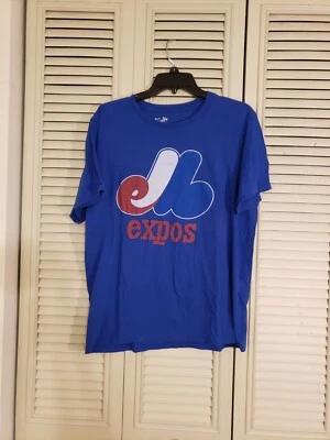 Montreal Expos MLB Baseball Blue Shirt Classic Team Logo Wright & Ditson Medium - Image 1 of 4