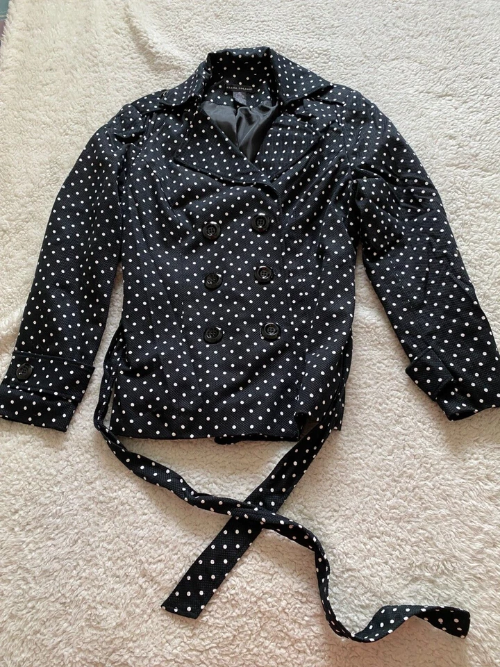 Elena Solano Women Size XL Black Polka Dot Long Sleeve Blazer Jacket w Belt (A22 - Image 1 of 4