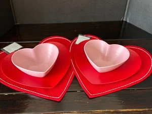 Target Threshold Valentines Day Melamine Heart Bowl & Plate Set for 2 Red Love - Picture 1 of 19
