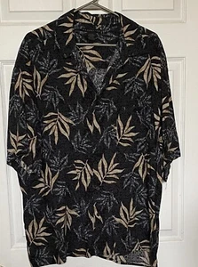 MANHATTAN HERREN SCHWARZ GRAU HELLBRAUN HAWAII/BLÄTTER MUSTER S/S HEMD GR. XL - Bild 1 von 6