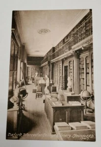 Interior Of Worcester Collage Library, Oxford RPPC - Picture 1 of 3