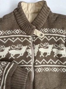 Chaqueta reversible Hudson's The Men's Store mediana de colección marrón tostado tejido reno - Imagen 1 de 17