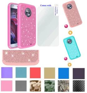Für Motorola Moto Z2 Play Hülle & Displayfolie Glitzer Polster Kanten Hybrid Cover - Bild 1 von 13