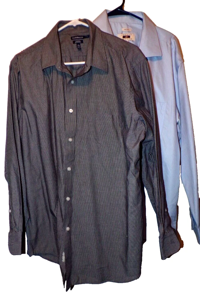 2 camisas masculinas XL Joseph Abbou 17.5 34/35 azul croft/barrow listra branca cinza MR - Imagem 1 de 4
