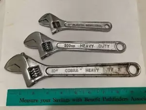 ADJUSTABLE WRENCHES (3) - 6" - 8" - 10" - NEW & USED - FREE SHIP - Picture 1 of 10