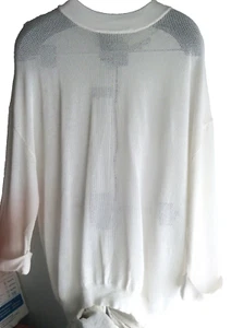 Next Pullover Knit Top Women Size 14 Viscos White Long Sleeve Back Zip High Neck - Picture 1 of 24