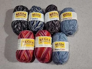 LOT OF 7 Regia 4-Fach Haltbar Crazy Color, Stretch, Jacquard Color, fädig Color - Picture 1 of 7