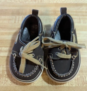 Baby Gap Vintage Baby Boy Size 2 Brown Suede Rubber Sole Dress Shoes - Picture 1 of 5