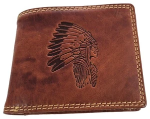 Echt Leder Western Geldbeutel Indianer - Country Cowboy Wilder Westen Wild West - Picture 1 of 5