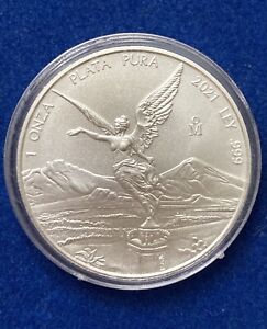 2021-Mexico Libertad Silver 1 OUNCE .999 Silver BU Coin IN CAPSULE Low Mintage