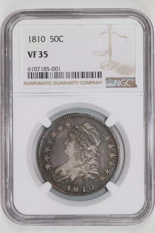 1810 CAPPED BUST HALF DOLLAR NGC VF35 PQ! Cover