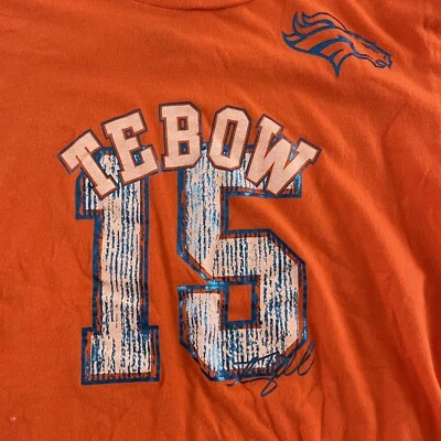 丹佛野马队 Tim Tebow #15 短袖 NFL 球员 T 恤女式 XL 橙色 — 第 1/4 张图片