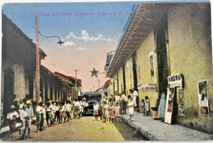 Leon Nicaragua Vintage Postkarte Straßenszene Kinder handkoloriertes Foto 1910er - Bild 1 von 4