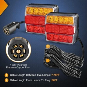 Nilight Magnetic LED Trailer Towing Light Kit 24ft Cable with 7 Pin Plug Tail S - Picture 1 of 12
