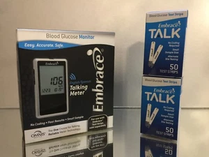 EMBRACE TALK Blutzuckermessgerät +100 Teststreifen. EXP 10/2026 KOSTENLOSER VERSAND - Bild 1 von 9