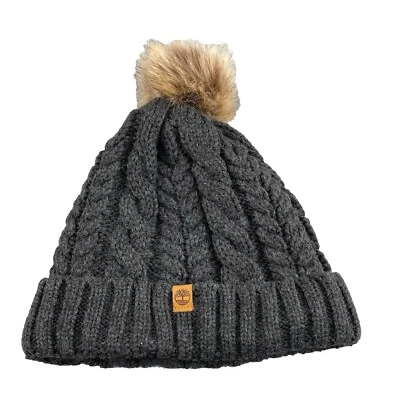 Timberland Pom Pom Gorro Gorra Mujeres Grueso Tejido Costilla Exterior Cabina Ropa de Trabajo Foto 1 de 4