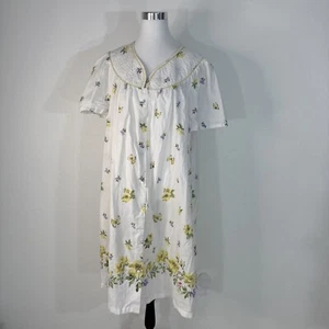 Simply Basic Floral House Dress Mumu Sz 2X Short Sleeve Dress Mumu White Floral - Picture 1 of 13