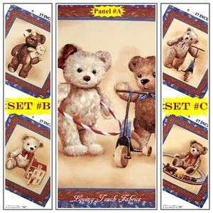 ADORABLE VINTAGE TEDDY BEARS TOYS FABRIC PANELS (MAKE A SELECTION) - Picture 1 of 4