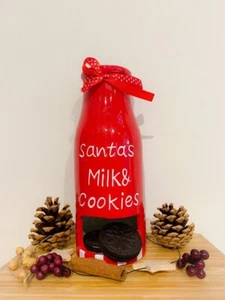 "Jarra de cerámica de leche y galletas de Santa con ranura para galletas decoración navideña 15"" Navidad" - Imagen 1 de 8
