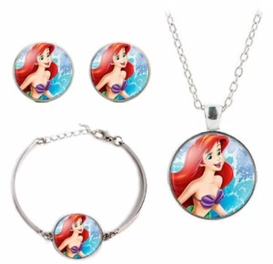 Little Mermaid Glass Dome Pendant Necklace, Earring, Bracelet Set - Picture 1 of 1