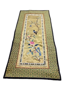 Vintage Chinese Silk Embroidered Art Panel With Bird, Butterfly and Flowers - Picture 1 of 5