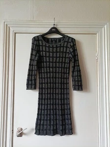 Topshop Black & Silver Metallic ,Check Dress Size 10, Great Condition - Picture 1 of 12