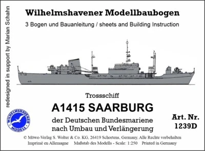 Wilhelmshavener Modellbaubogen "SAARBURG" Trossschiff M. 1:250 Neuauflage 2021 - Bild 1 von 2