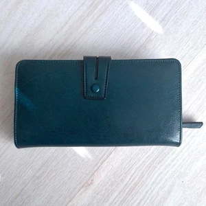 BOSTANTEN Turquoise Leather Bifold Zip Around Checkbook Zipper Pocket Wallet - Picture 1 of 5