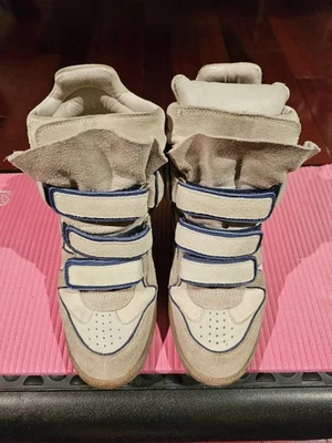 Isabel Marant Bekett Leather Wedge High Top Sneakers Cream/Beige Sz EU 39. $790 - Image 1 of 4