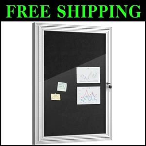 36"x24" Multi-Use Lockable Bulletin Board for School and Office Environments - Picture 1 of 10