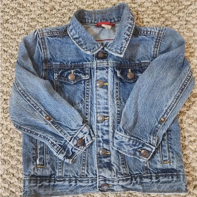 Chaqueta vaquera OshKosh B'Gosh azul denim para niños pequeños talla 4 cierre a presión para niños Foto 1 de 4