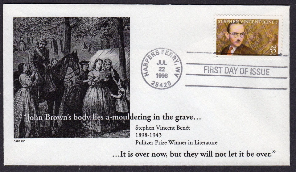 1998 Writer STEPHEN VINCENT BENET (Scott 3221) - CARS INC. FDC TD550 - Image 1 of 1