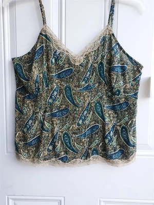 VTG Y2K Babydoll Tank Top Cami Whimsigoth Fairy Grunge Lace Size XL Green - Image 1 of 4